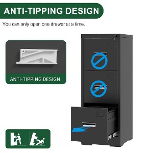 Anybear 3 Drawer Metal Vertical File Cabinet with Lock and Card Slot - 1 of 4