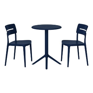 WestinTrends Playa 3-Piece Outdoor Resin Patio Bistro Set with Stackable Patio Dining Chairs, Navy Blue - 1 of 4