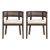 ModernLuxe 2pcs Dining Chairs, Set of 2 Wooden Accent Chairs with Armrest, Rattan Curved Backrest - 2 of 4