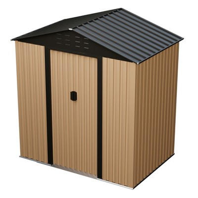 6x4 FT Outdoor Storage Shed, Large Metal Tool Shed with Sliding Door & Air Vent, Lockable Utility Tool Shed Storage House for Garden Patio Backyard