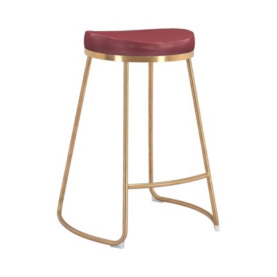 Set of 2 Filbert Counter Height Barstools Burgundy/Gold - ZM Home