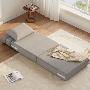 Folding Sofa Bed with Pillow, Convertible Sleeper Chair with High-Density Memory Foam, Linen Fabric for Living Room, Guest Room, Apartment, Dark Gray - 1 of 4
