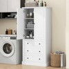 Ridstar 69.2 in. H White Bathroom Cabinet with Doors & 3 Large Drawers, Adjustable Shelves, Tall Linen Tower - 4 of 4