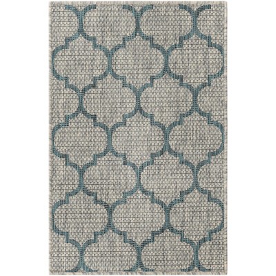 Gray Trellis Rectangular Outdoor Synthetic Area Rug