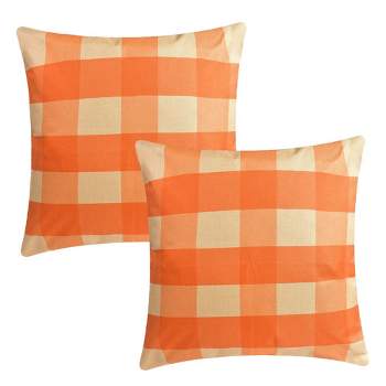 Nifti Nest Orange Plaid Pillowcases, 2 pcs