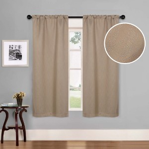 Modern Farmhouse Textured Waves Room Darkening Semi-Blackout Curtains, Set of 2 by Blue Nile Mills - 1 of 4