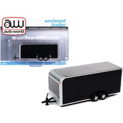 4-Wheel Enclosed Car Trailer Black 1/64 Diecast Model by Autoworld