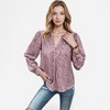 Anna-Kaci Women's Leopard Print Long Sleeve V-Neck Blouse - 4 of 4