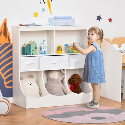 SKRAN Kids Bookcase, Toy Storage Organizer Cabinet, Children Display Bookshelf with Drawers for Toys, Clothes, Books
