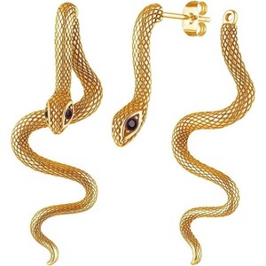 Mesmerizing Serpent Earrings - Gold & Silver Vintage Gothic Design, a Bold Statement for Punk & Halloween - 1 of 4