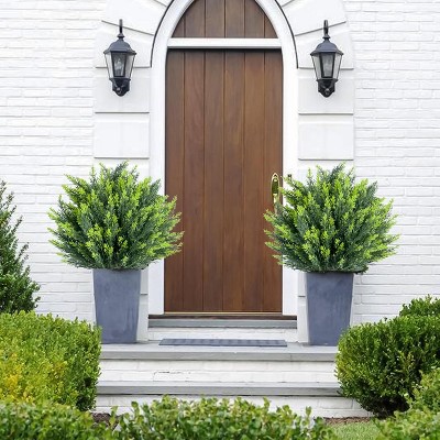 43.3 Inch Artificial Topiary Ball Tree with Spike,Artificial Cedar Tree for Home Decor, Indoor and Outdoor, Set of 2
