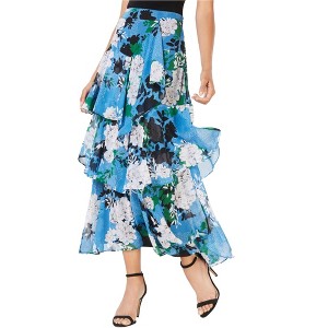 I.N.C International Concepts Womens Ruffled Tiered Floral Maxi Skirt, Blue, 4 - 1 of 1
