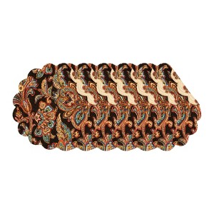 C&F Home Dorothy Autumnal Brown Quilted Scalloped Paisley Floral Accents Placemats Set of 6, 17" - 1 of 4