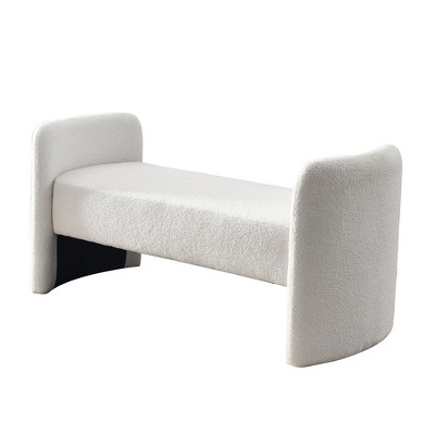 Ivory Upholstered Foam Top Solid Wood Bedroom Bench