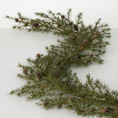 72"L Sullivans Artificial Cedar Pinecone Christmas Garland, Green, Indoor Christmas Decor