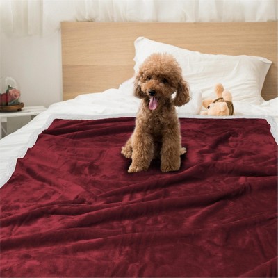 Medium Wine Red Waterproof Sherpa Fleece Pet Blanket