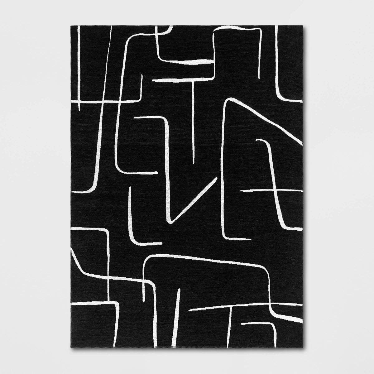 Abstract Lines Outdoor Area Rug Black - Threshold™