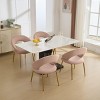 Upholstered Dining Chairs with Curved Backrest and Golden Metal Legs, Elegant Chairs for Kitchen or Dining Room-Cuddlewood - 3 of 4