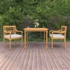 vidaXL 3 Piece Patio Dining Set with Cushions, Solid Teak Wood, Cream, Retro Style, Elegant Design for Outdoor Living Space, Required Assembly - 2 of 4