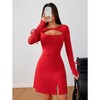 Women's Bodycon Knit Mini Dress - Long Sleeve Slim Fit Stretchy Party Dress S-XL - 2 of 4