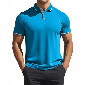 INSPIRE CHIC Men's Short Sleeve Contrast Color Summer Business Golf Polos - 1 of 4
