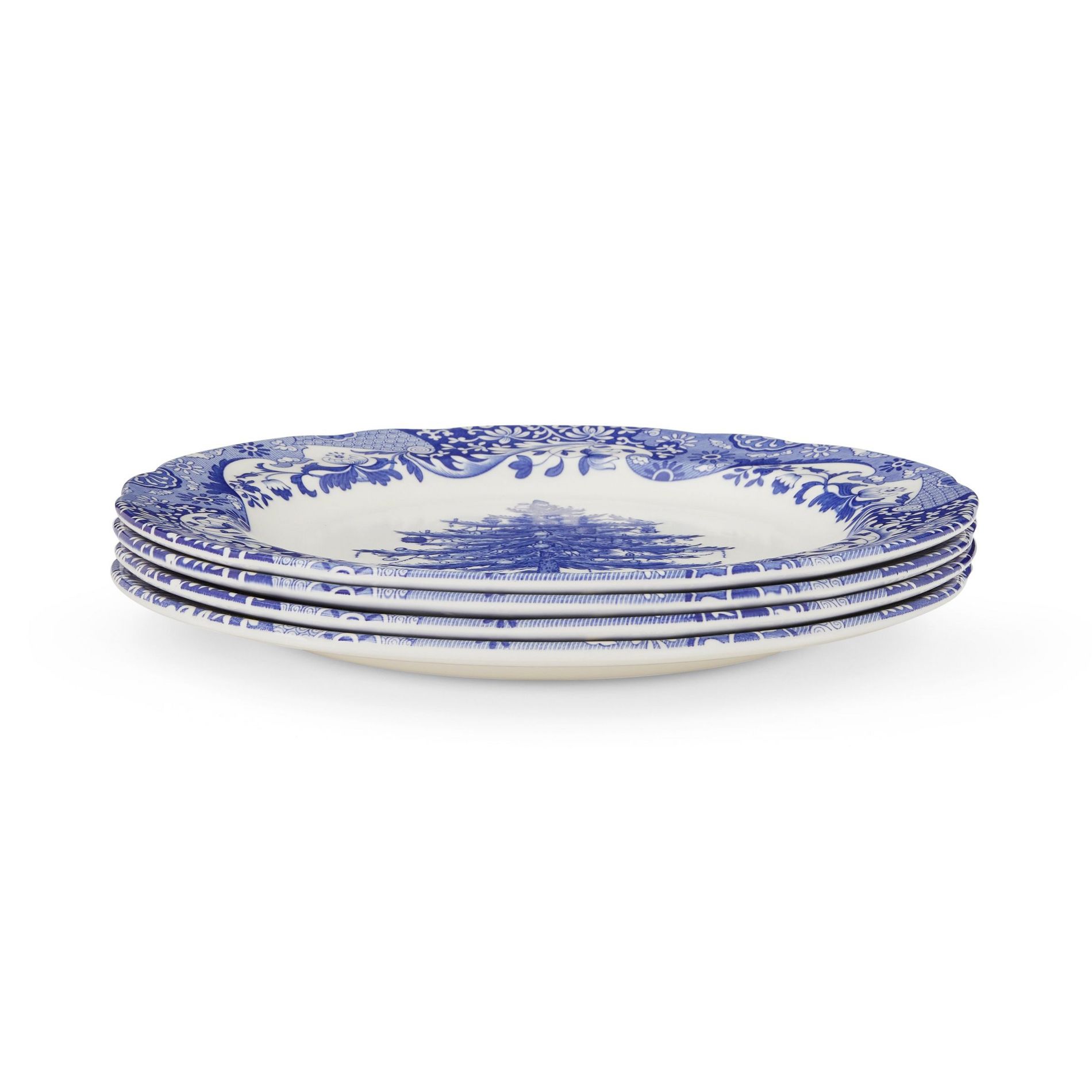 Spode Blue Italian Christmas Set of 4 Dinner Plates, 10.5"
