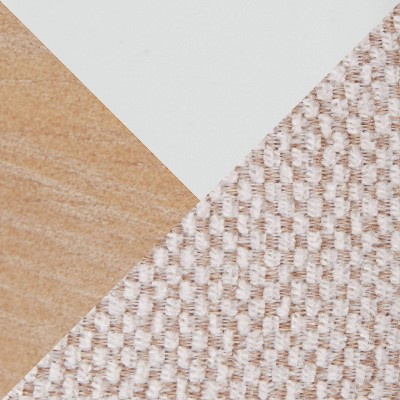 Cream Faux Leather and Metal Accent Chair with Natural Wood Frame