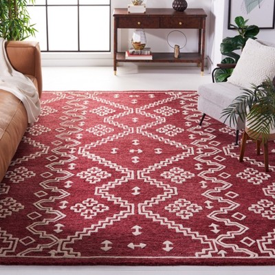 Handmade Red Wool Abstract Tufted 8' x 10' Rug