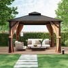 Tangkula 12' x 12' Double-Roof Hardtop Gazebo with Galvanized Steel Roof Netting Curtains - 3 of 4