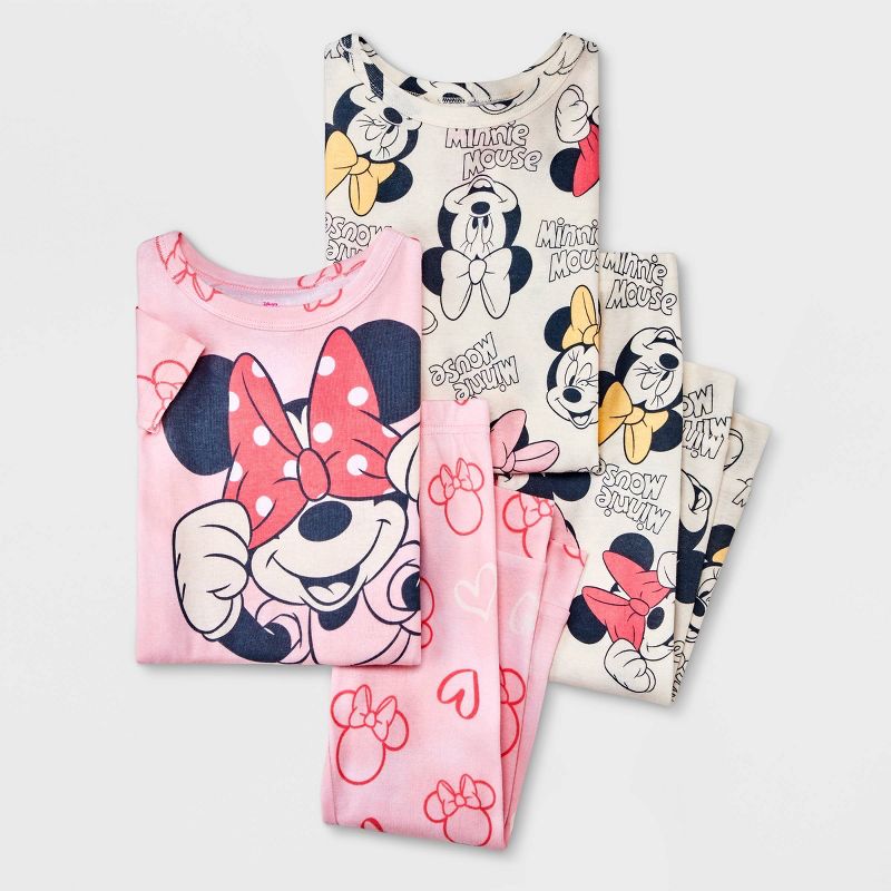 Toddler Girls&#39; 4pc Short Sleeve Minnie Mouse Snug Fit Pajama Set - Pink, 1 of 6