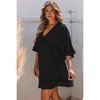 Amaryllis Women's Flowy Ruffle V-Neck Mini Dress Flared Sleeves Effortless A-Line Silhouette - 2 of 4