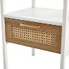 Rattan Accent Center Table, MDF+Metal 2 PCS 15.74 inches White Modern Center Rectangular Storage Coffee Table with Adjustable Shelves for Bedroom - 4 of 4
