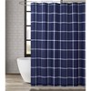 Printed Windowpane Shower Curtain Navy/White - Truly Soft: Microfiber Material, Machine Washable, Ring Top - 3 of 3
