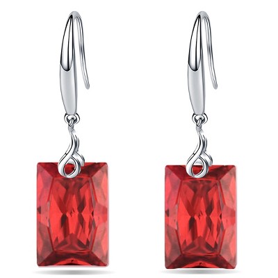 Paaaawaters 925 Sterling Silver 5A Rectangle Cubic Zirconia Dangle Earrings for Women
