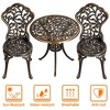 Relaxdays bistroset, 3-delig, balkontafel met 2 stoelen, versierd, aluminium, balkontafel HxD: 65x60 cm, brons