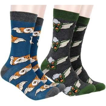 Gremlins Men's Socks Movie Gizmo and Stripe Character 2 Pack Crew Socks Multicoloured
