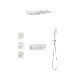PAGED Shower Head Waterfall Rain Shower System with 3 Body Sprays and Handheld Shower for Bathroom - 1 of 4