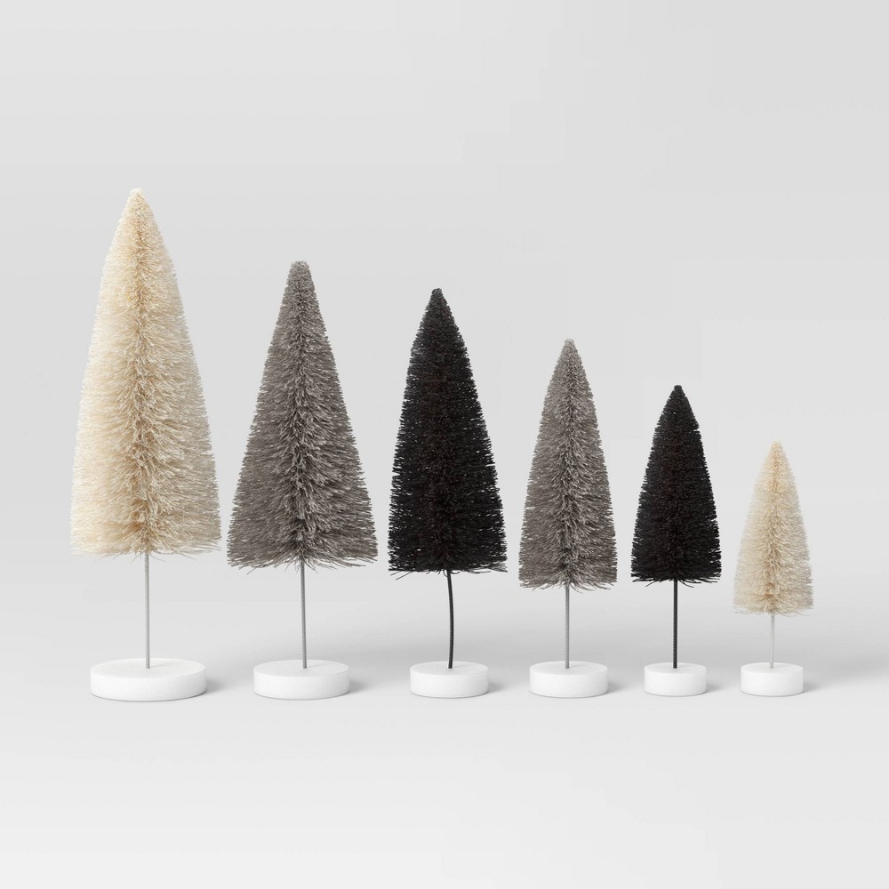 6pc Sisal Christmas Bottle Brush Tree Set - Wondershop™ Assorted Neutral, Case Pack of 6