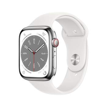 Apple Watch Series 8 GPS + Cellular 41mm Silver Stainless Steel Case with White Sport Band - S/M