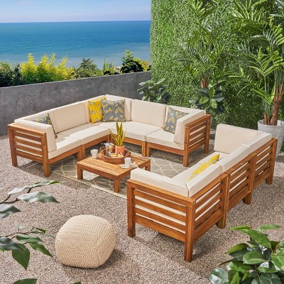 Oana wooden 4 piece best sale patio sectional sofa set