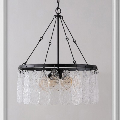 Aremythia Black Iron and Crystal 6-Light Chandelier