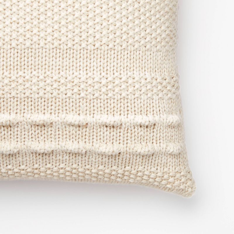 Oversized Bobble Knit Striped Square Throw Pillow Cream - Threshold&#8482; designed with Studio McGee, 4 of 7