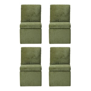 WestinTrends Soho Modern Upholstered Chenille Armless Dining Chairs With Casters (Set of 4) - 1 of 4