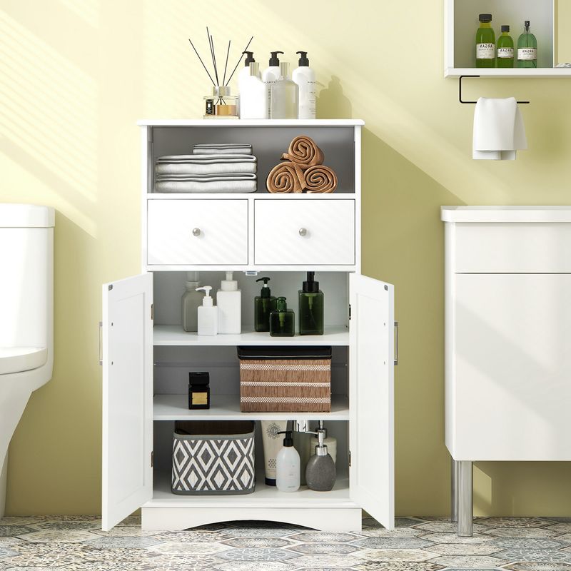 Costway Bathroom Floor Cabinet Freestanding Storage Cabinet with 2 Doors White, 4 of 11