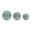Sagebrook Home Set of 3 Decorative Orbs - Contemporary Turquoise and Gold Round Orb Decor - Ceramic Home or Office Table - 2 of 4