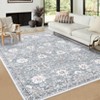 Washable Vintage Rug Non Slip Low Pile Rug Soft Throw Floor Cover Floral Foldable Indoor Carpet for Living Room Bedroom Playroom Nursery - 2 of 4