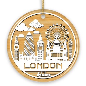 London City Unique Paper Art Themed Ceramic Christmas Ornament| OrnamentallyYou - 1 of 4