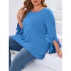 Womens Plus Size Tops 3/4 Ruffle Sleeve Shirts Loose V-Neck Dressy Casual Tunic Blouses - 4 of 4