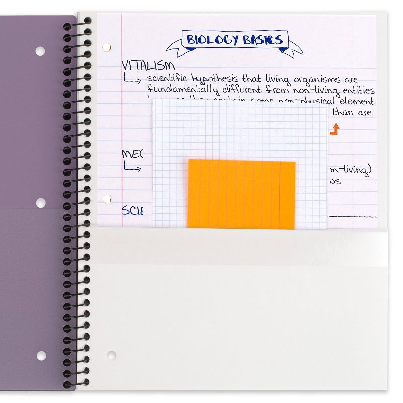 Five Star 170 Sheets 3 Subject Wide Ruled Customizable Notebook Feature Rich Lilac, 4 of 9