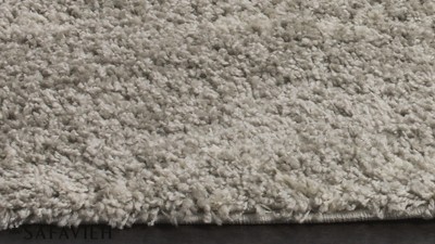 Luxurious Gray Square Hand-Knotted Shag Area Rug